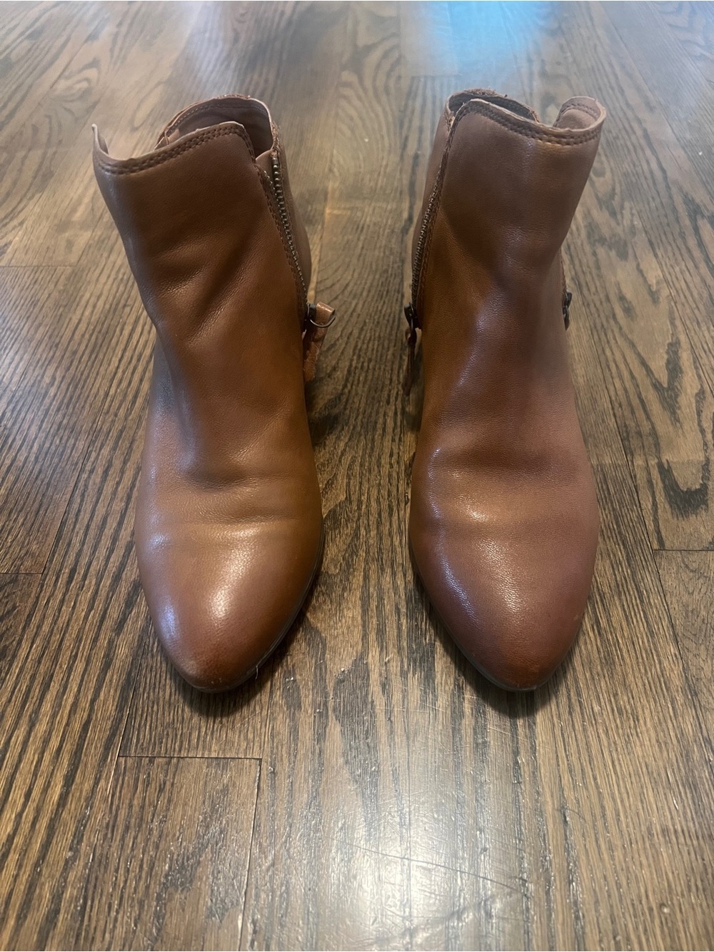 Frye Cognac Leather Pointed Ankle Booties